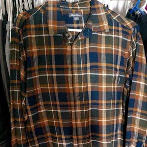 Eddie Bauer Brown and Black Plaid Shirt